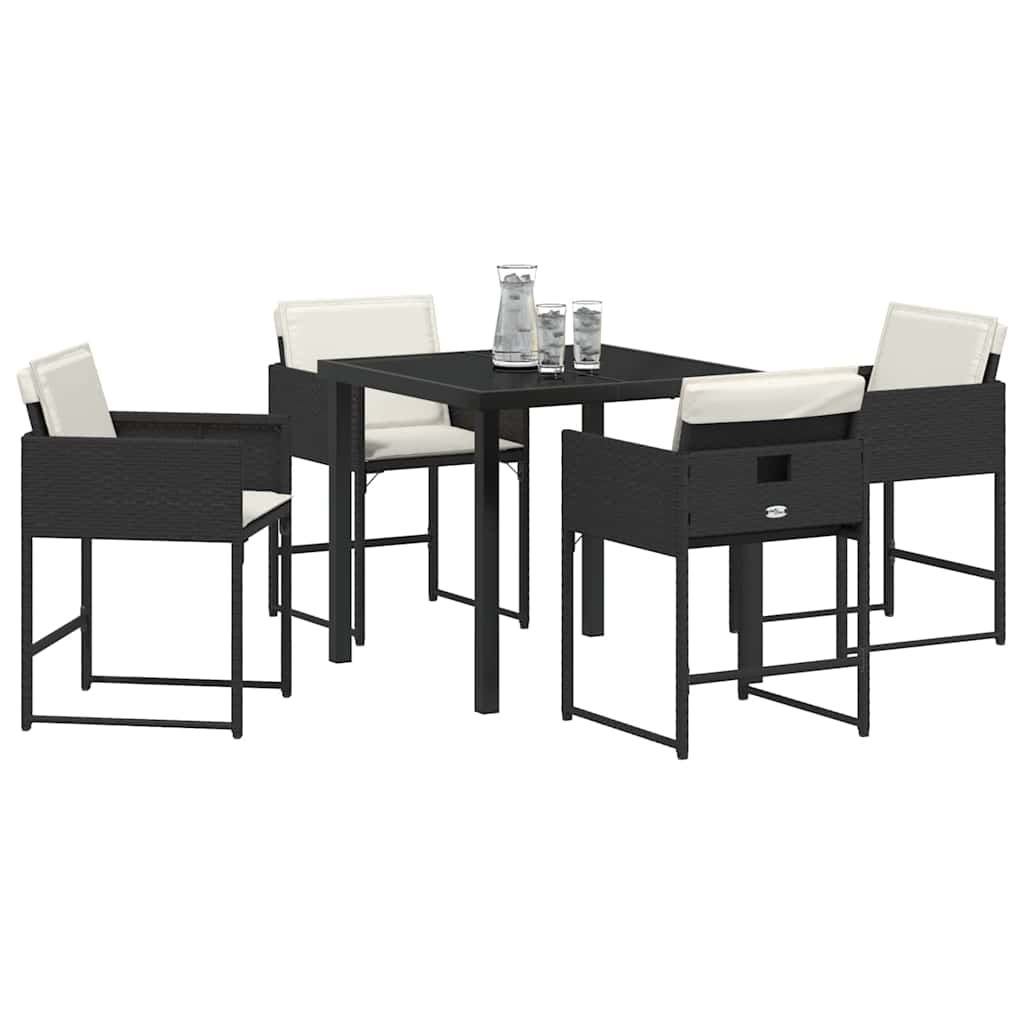 vidaXL Conjunto de Jantar para Jardim 5 pcs Preto vime PE