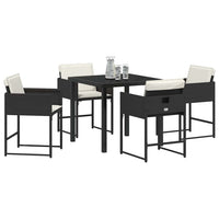 vidaXL Conjunto de Jantar para Jardim 5 pcs Preto vime PE