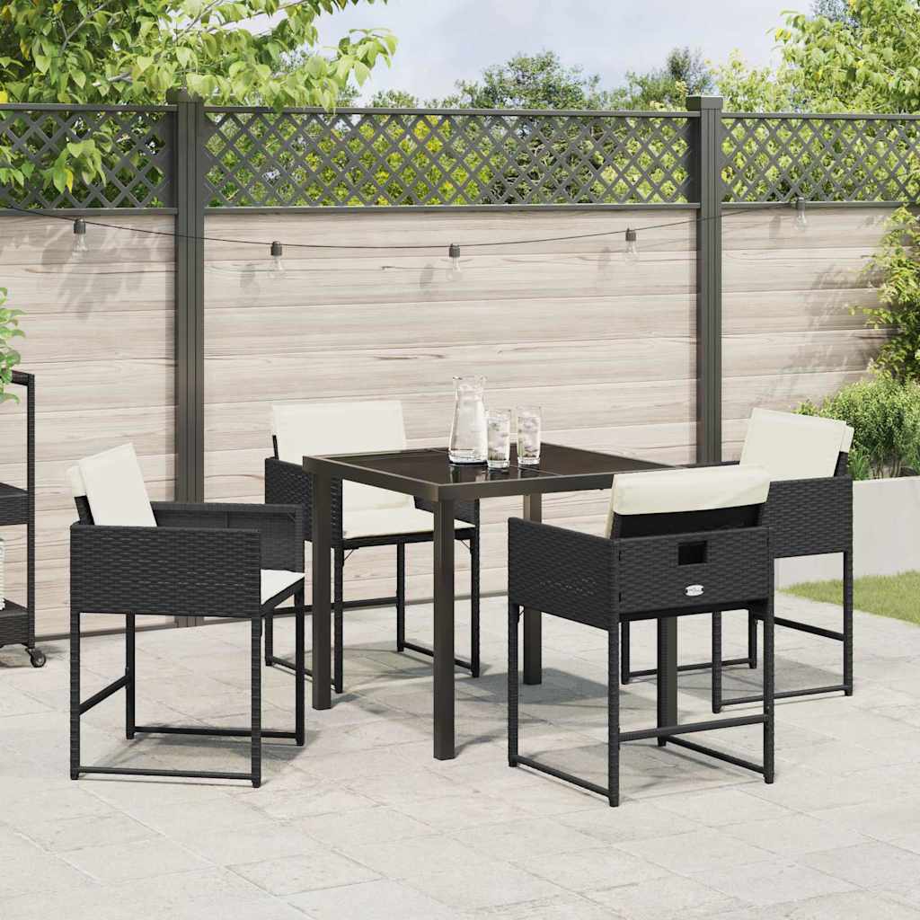 vidaXL Conjunto de Jantar para Jardim 5 pcs Preto vime PE