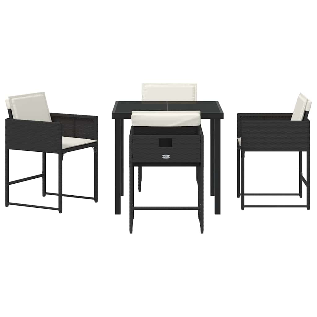 vidaXL Conjunto de Jantar para Jardim 5 pcs Preto vime PE