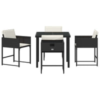 vidaXL Conjunto de Jantar para Jardim 5 pcs Preto vime PE