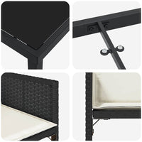 vidaXL Conjunto de Jantar para Jardim 5 pcs Preto vime PE