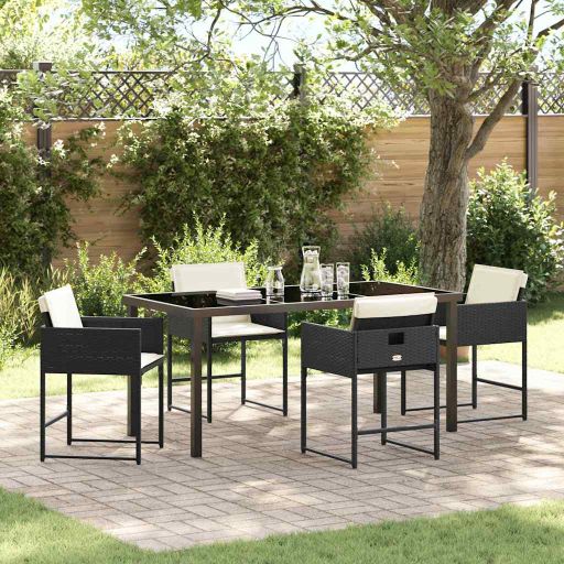 vidaXL Conjunto de Jantar para Jardim 5 pcs Preto vime PE