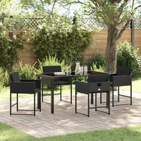 vidaXL Conjunto de Jantar para Jardim 5 pcs Preto vime PE