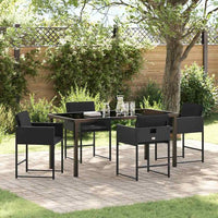vidaXL Conjunto de Jantar para Jardim 5 pcs Preto vime PE