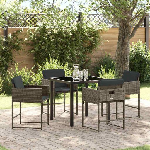 vidaXL Conjunto de Jantar para Jardim 5 pcs Preto vime PE