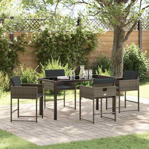 vidaXL Conjunto de Jantar para Jardim 5 pcs Preto vime PE