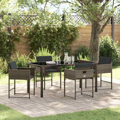 vidaXL Conjunto de Jantar para Jardim 5 pcs Preto vime PE