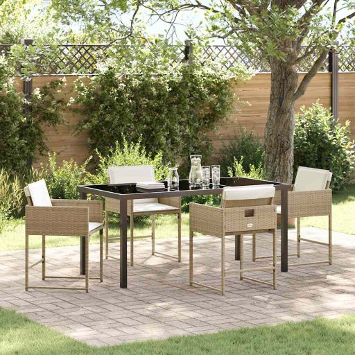 vidaXL Conjunto de Jantar para Jardim 5 pcs Preto vime PE