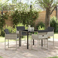 vidaXL Conjunto de Jantar para Jardim 5 pcs Preto vime PE