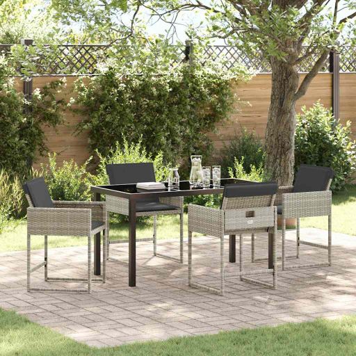 vidaXL Conjunto de Jantar para Jardim 5 pcs Preto vime PE
