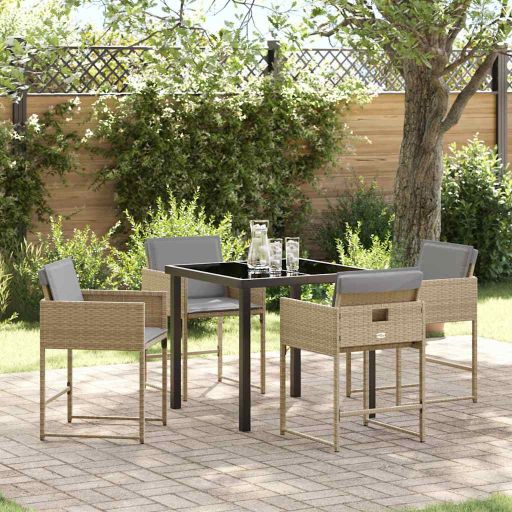 vidaXL Conjunto de Jantar para Jardim 5 pcs Preto vime PE