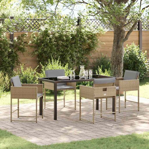 vidaXL Conjunto de Jantar para Jardim 5 pcs Preto vime PE