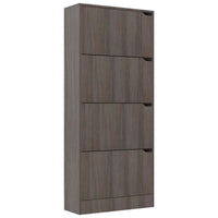 vidaXL Armário sapatos c/ 4 portas contrapl. 59x24x136 cm cinza/sonoma
