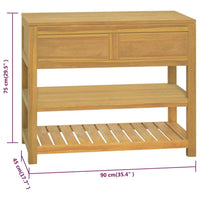 vidaXL Armário de casa de banho 90x45x75 cm madeira de teca maciça