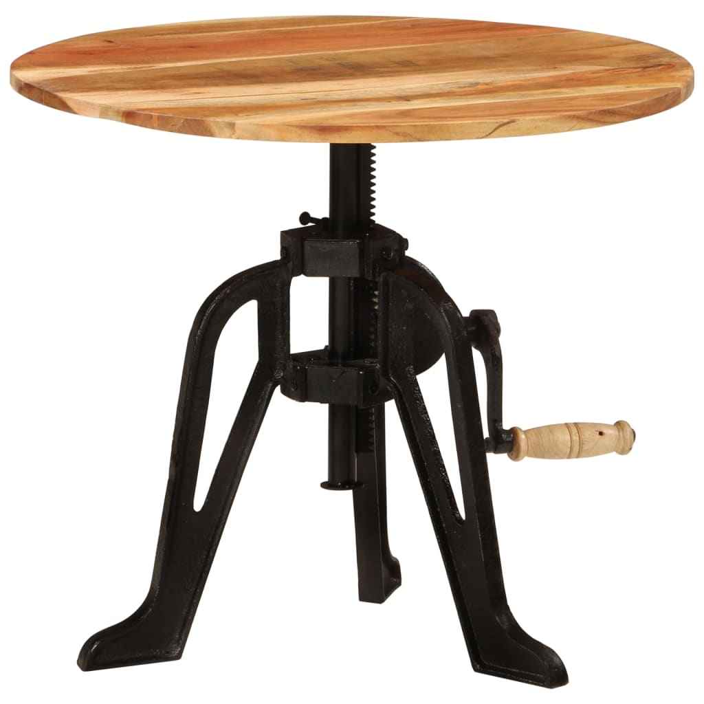vidaXL Mesa apoio 60x(42-63)cm madeira reciclada sólida ferro fundido