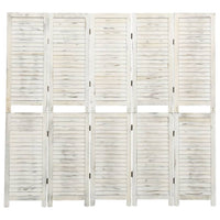 vidaXL Biombo com 5 painéis 178,5x166 cm madeira branco antigo