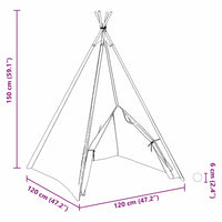 vidaXL Tenda Teepee Branco 120 x 120 x 150 cm Tecido e Plástico