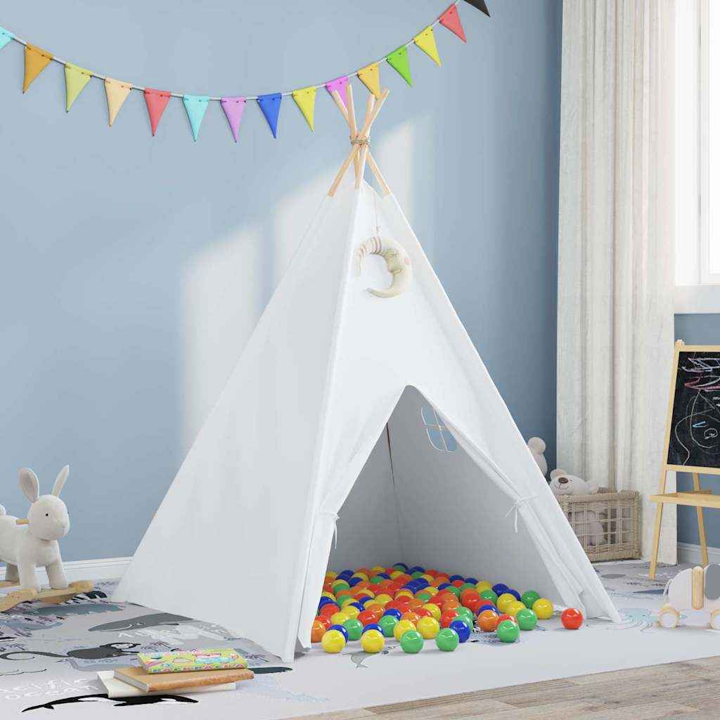vidaXL Tenda Teepee Branco 120 x 120 x 150 cm Tecido e Plástico
