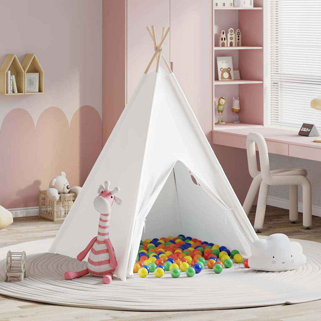 vidaXL Tenda Teepee Branco 120 x 120 x 150 cm Tecido e Plástico