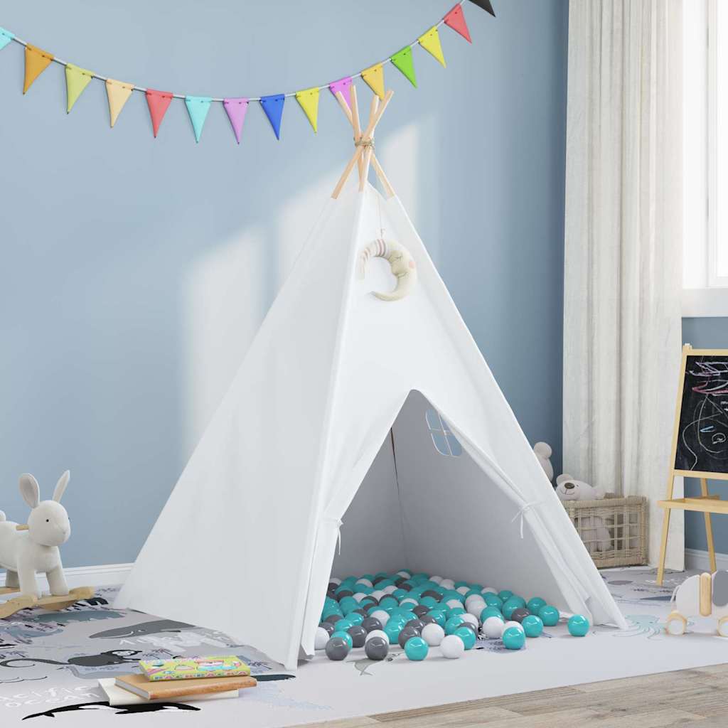 vidaXL Tenda Teepee Branco 120 x 120 x 150 cm Tecido e Plástico