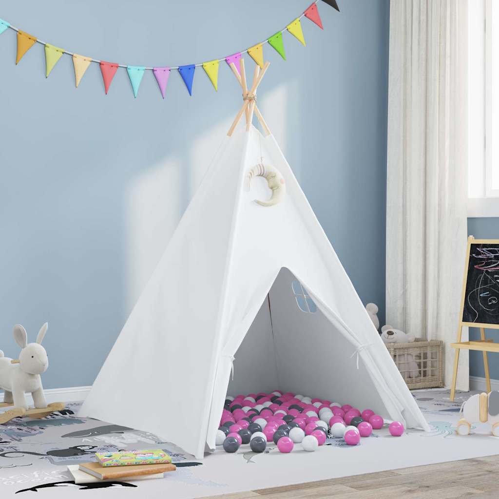 vidaXL Tenda Teepee Branco 120 x 120 x 150 cm Tecido e Plástico