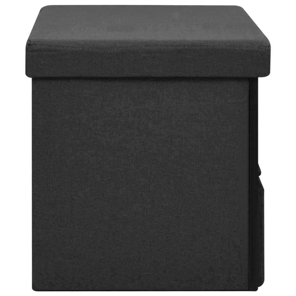 vidaXL Banco de arrumação dobrável 76x38x38 cm linho falso preto