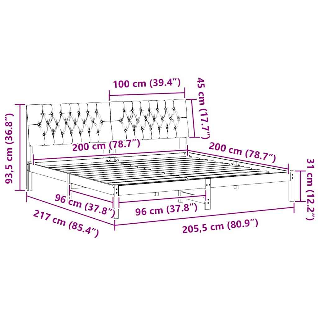 vidaXL Estrutura de Cama com Cabeceira Estofada Castanho 200 x 200 cm
