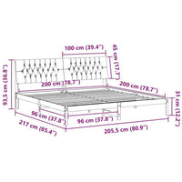 vidaXL Estrutura de Cama com Cabeceira Estofada Castanho 200 x 200 cm