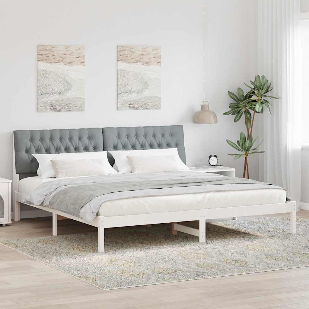 vidaXL Estrutura de Cama com Cabeceira Estofada Castanho 200 x 200 cm