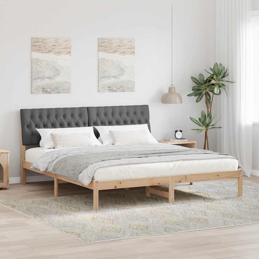 vidaXL Estrutura de Cama com Cabeceira Estofada Castanho 200 x 200 cm