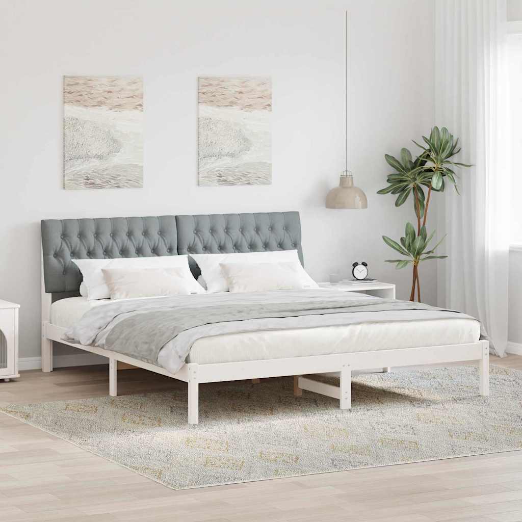 vidaXL Estrutura de Cama com Cabeceira Estofada Castanho 200 x 200 cm