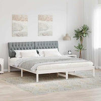 vidaXL Estrutura de Cama com Cabeceira Estofada Castanho 200 x 200 cm