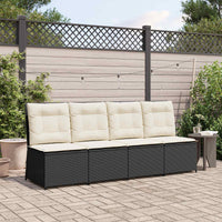 vidaXL Sofá de jardim com almofada Preto e Branco Creme vime PE