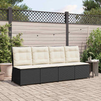 vidaXL Sofá de jardim com almofada Preto e Branco Creme vime PE