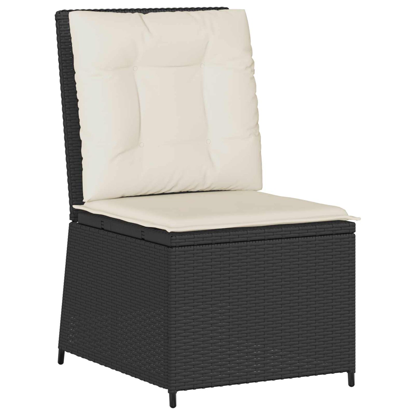 vidaXL Sofá de jardim com almofada Preto e Branco Creme vime PE
