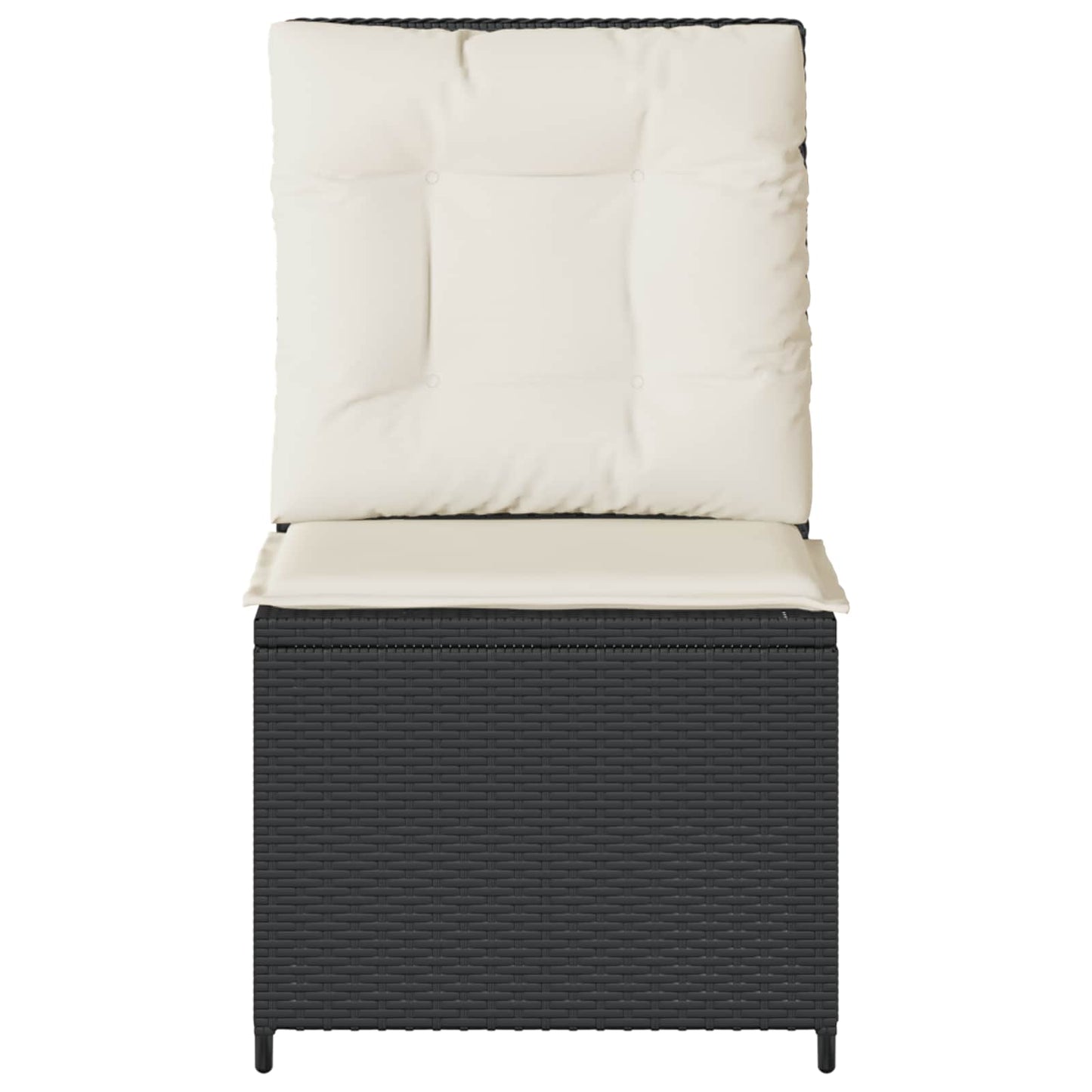 vidaXL Sofá de jardim com almofada Preto e Branco Creme vime PE