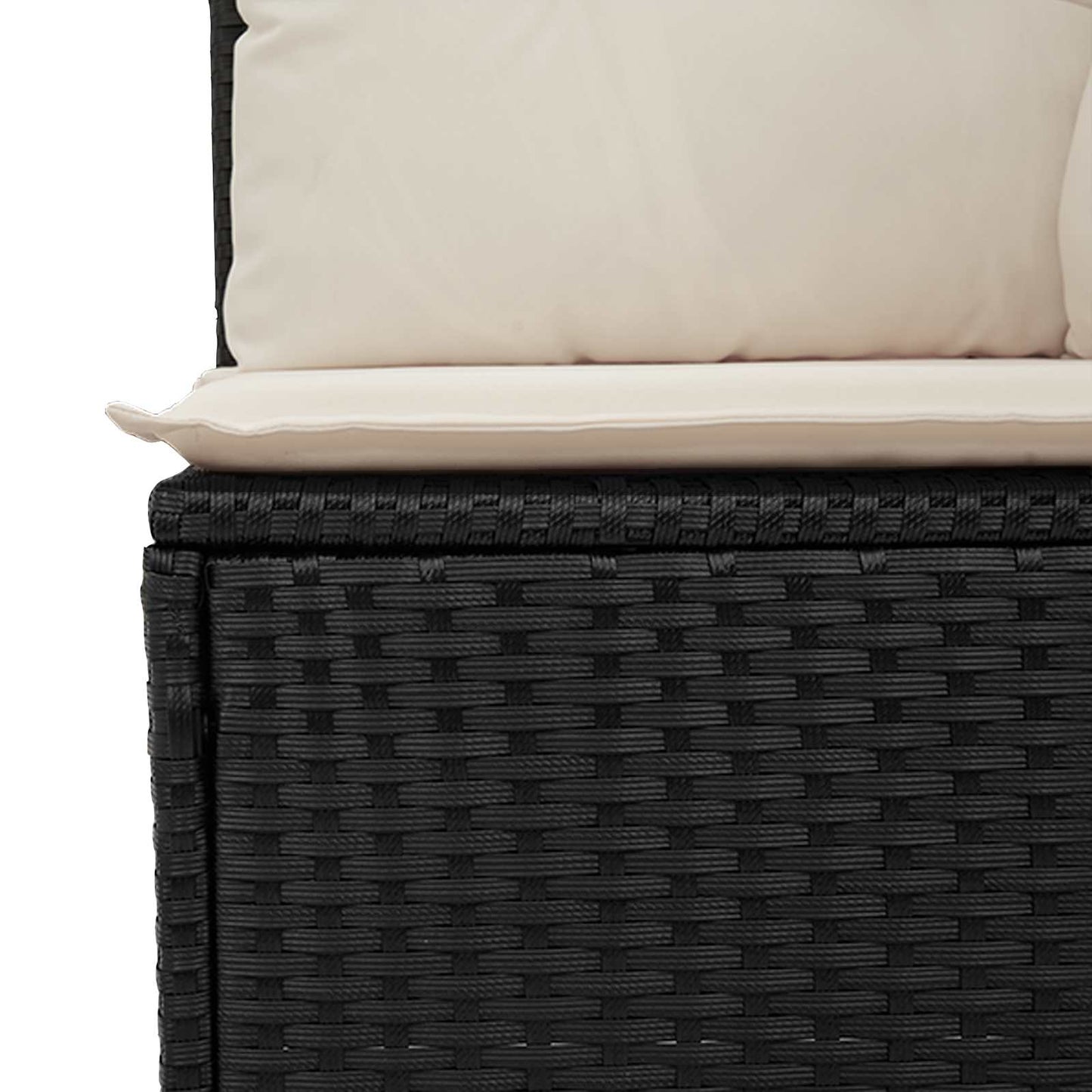 vidaXL Sofá de jardim com almofada Preto e Branco Creme vime PE