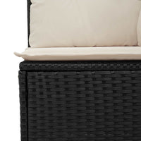 vidaXL Sofá de jardim com almofada Preto e Branco Creme vime PE