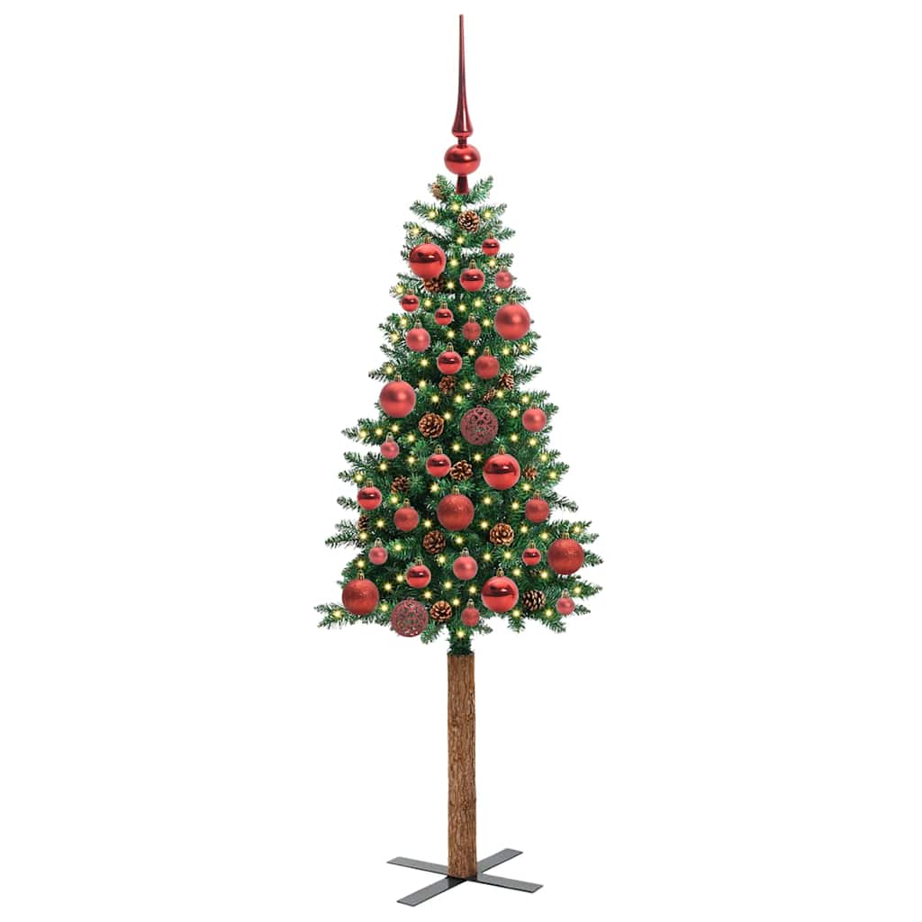 vidaXL Árvore de Natal Slim com 150 LEDs com suporte Verde 150 cm
