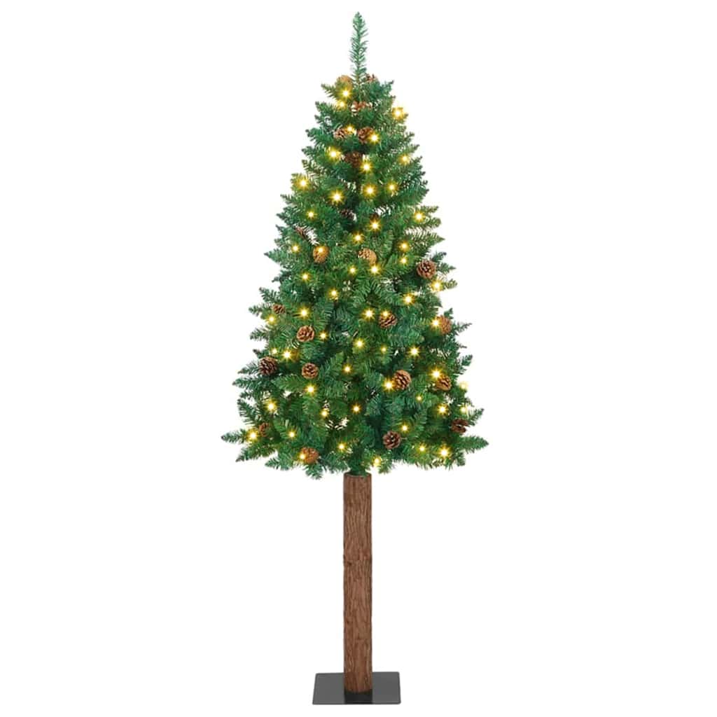 vidaXL Árvore de Natal Slim com 150 LEDs com suporte Verde 150 cm