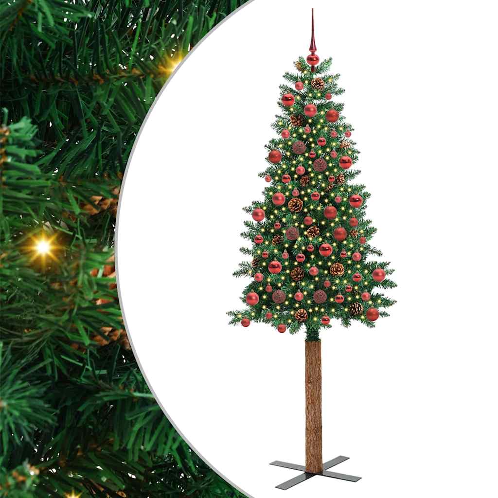 vidaXL Árvore de Natal Slim com 150 LEDs com suporte Verde 150 cm