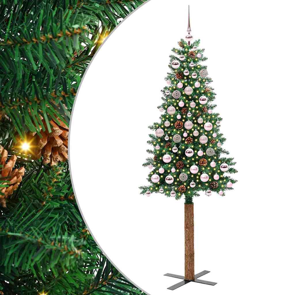vidaXL Árvore de Natal Slim com 150 LEDs com suporte Verde 150 cm