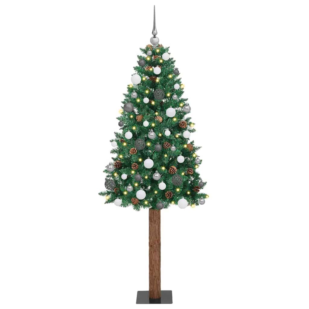 vidaXL Árvore de Natal Slim com 150 LEDs com suporte Verde 150 cm