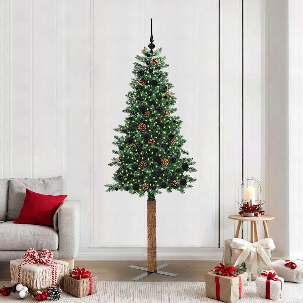 vidaXL Árvore de Natal Slim com 150 LEDs com suporte Verde 150 cm
