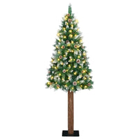 vidaXL Árvore de Natal Slim com 150 LEDs com suporte Verde 150 cm