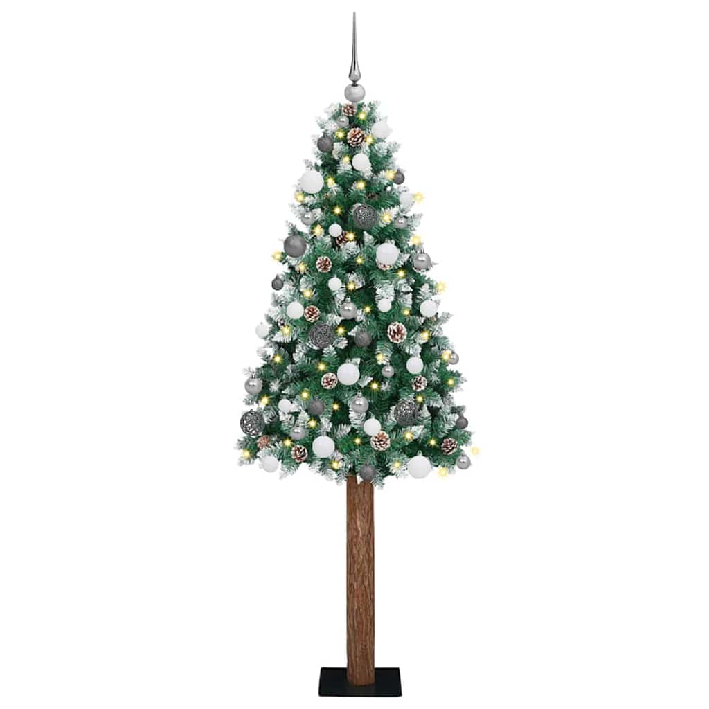 vidaXL Árvore de Natal Slim com 150 LEDs com suporte Verde 150 cm