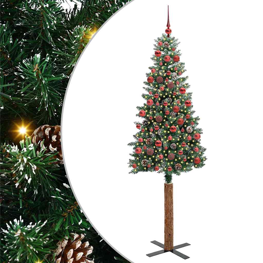 vidaXL Árvore de Natal Slim com 150 LEDs com suporte Verde 150 cm