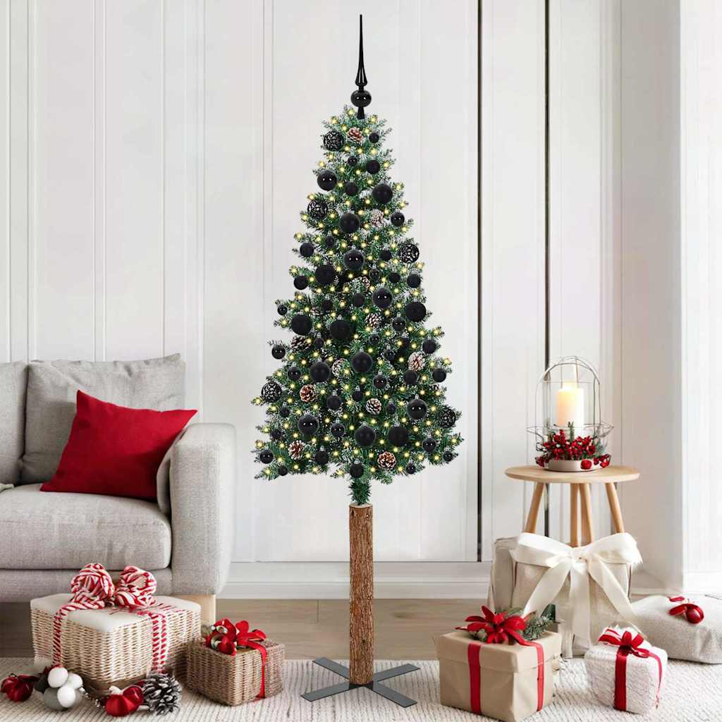 vidaXL Árvore de Natal Slim com 150 LEDs com suporte Verde 150 cm