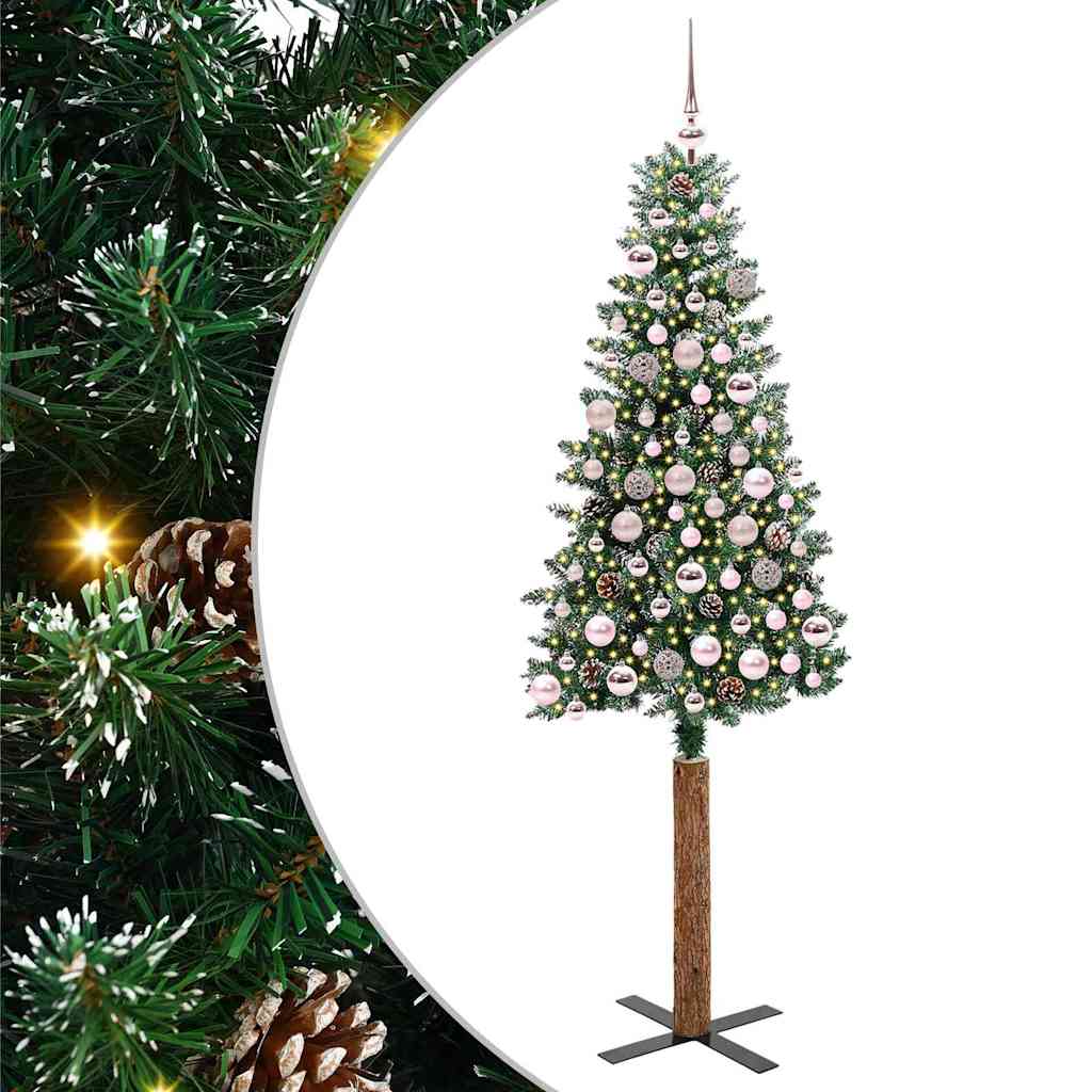 vidaXL Árvore de Natal Slim com 150 LEDs com suporte Verde 150 cm